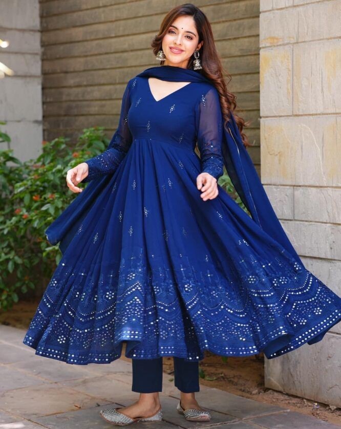 Blue fashion colour frock suit