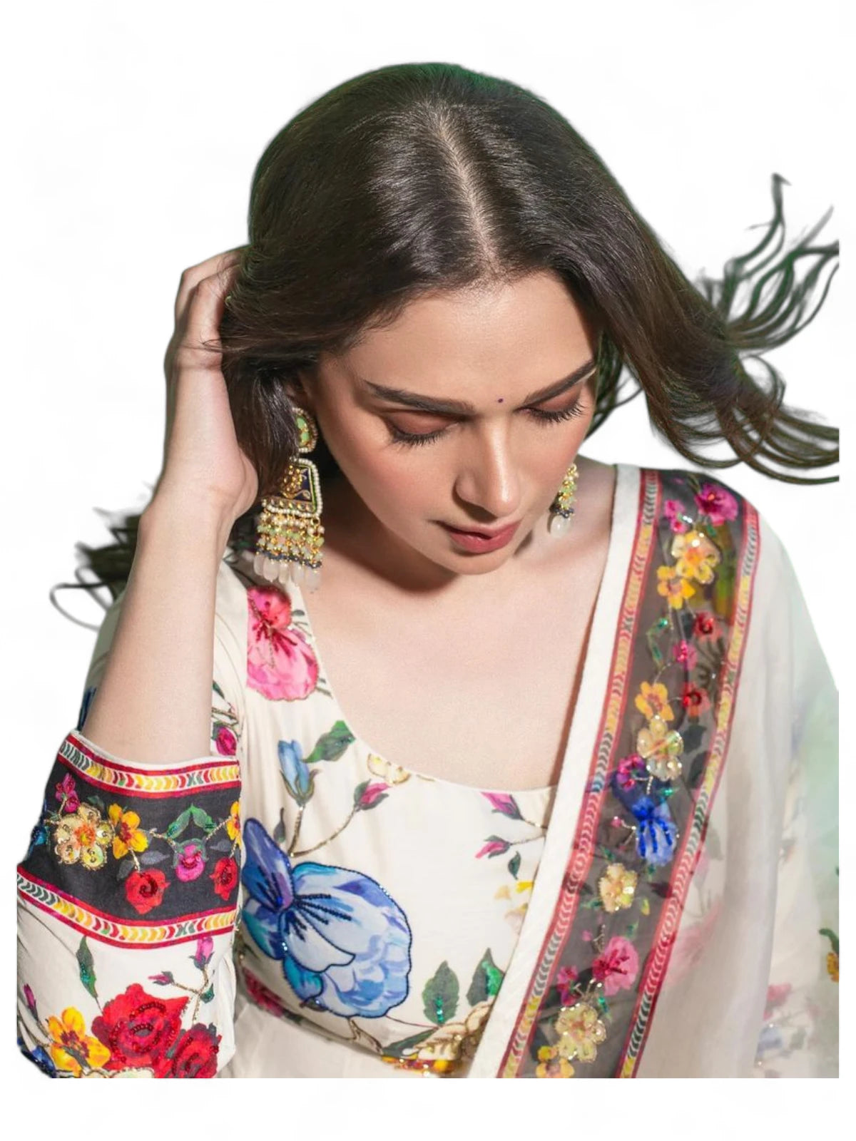 Aditi rao cotton floral printed long anarkali suit gown