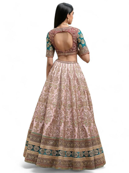 Baby pink heavy work bridal lehenga choli