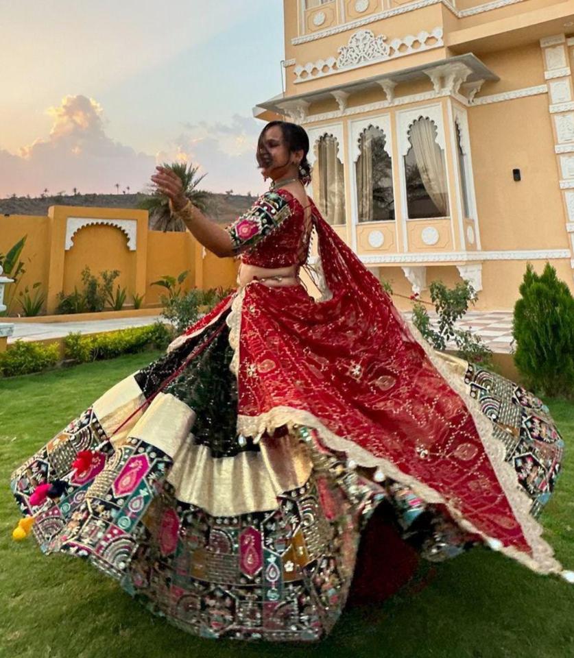 Black cotton navratri lehenga gujarati garba chaniya choli