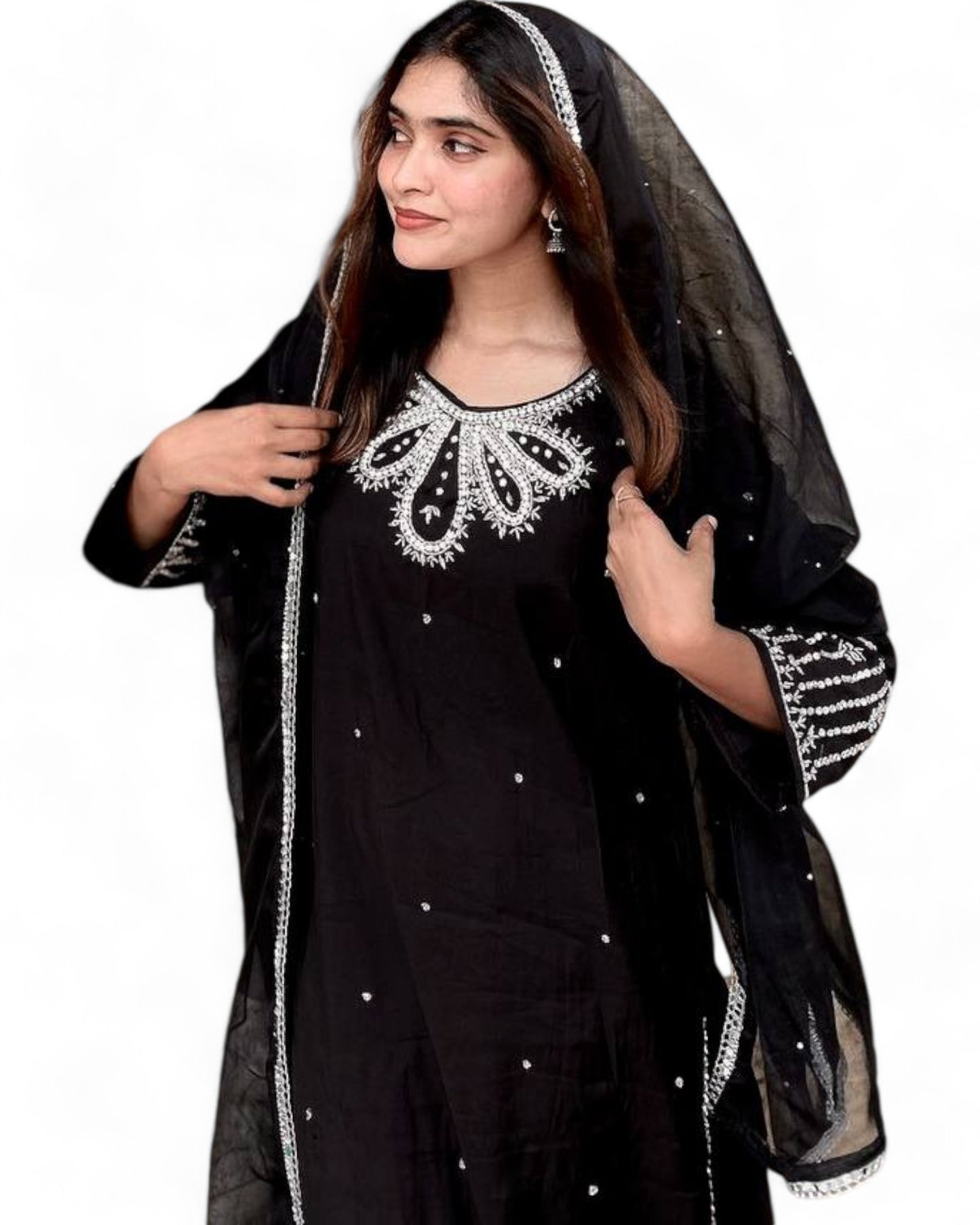 Black stylish embroidered pakistani palazzo suit