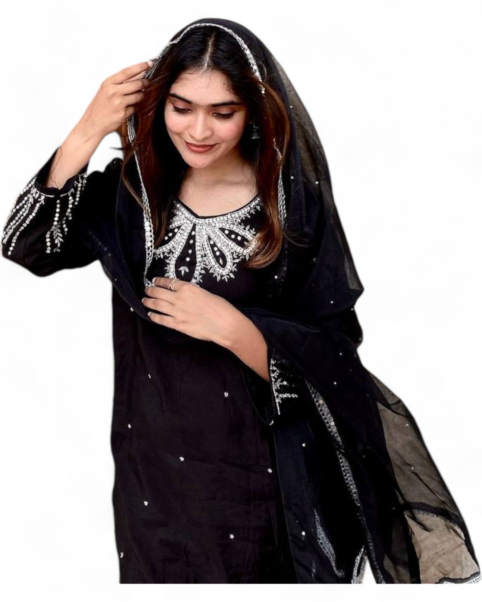 Black stylish embroidered pakistani palazzo suit