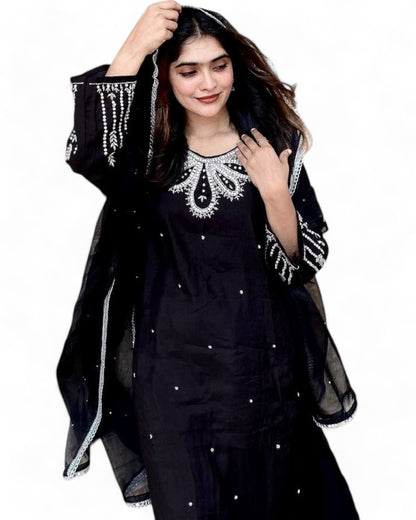 Black stylish embroidered pakistani palazzo suit