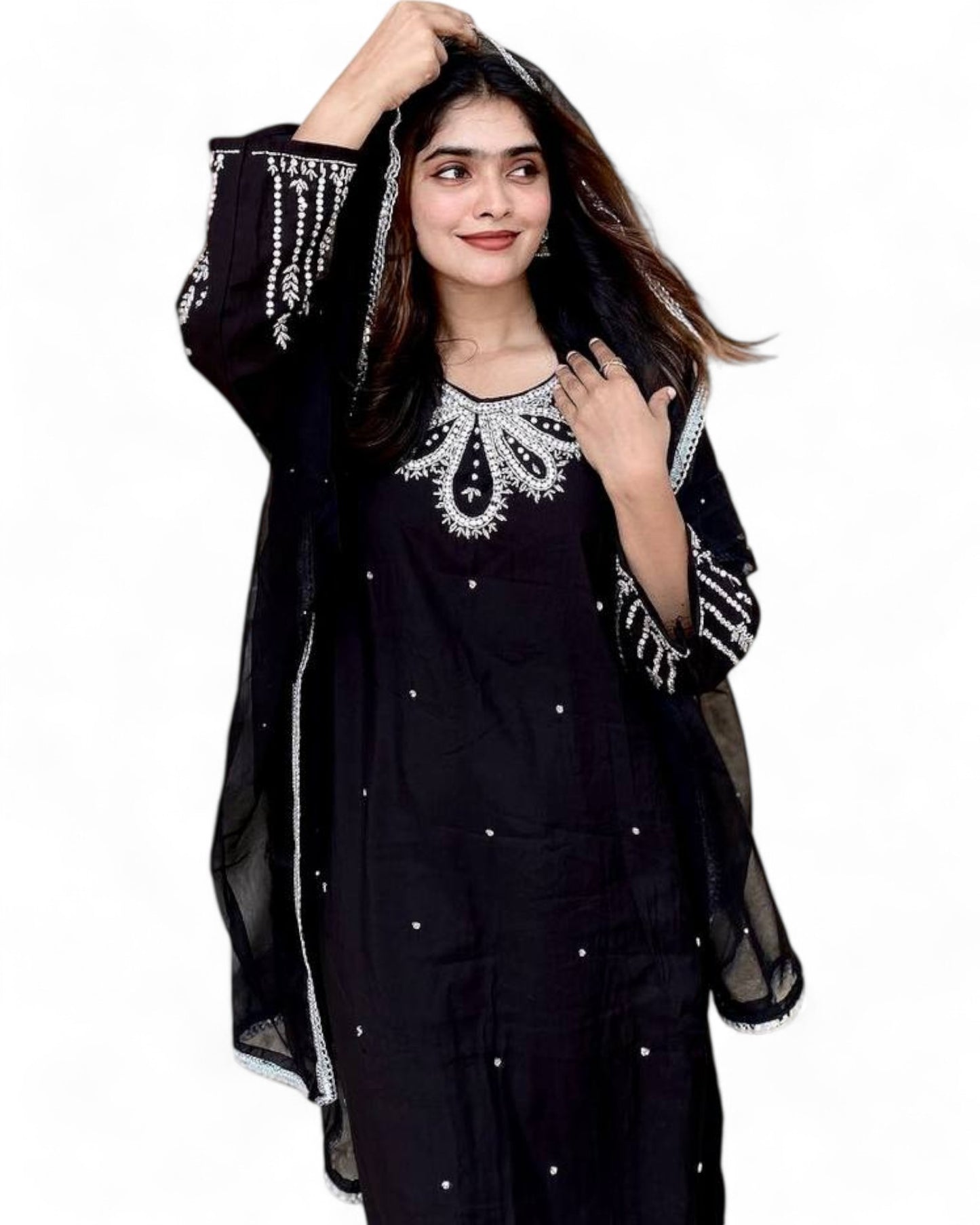 Black stylish embroidered pakistani palazzo suit