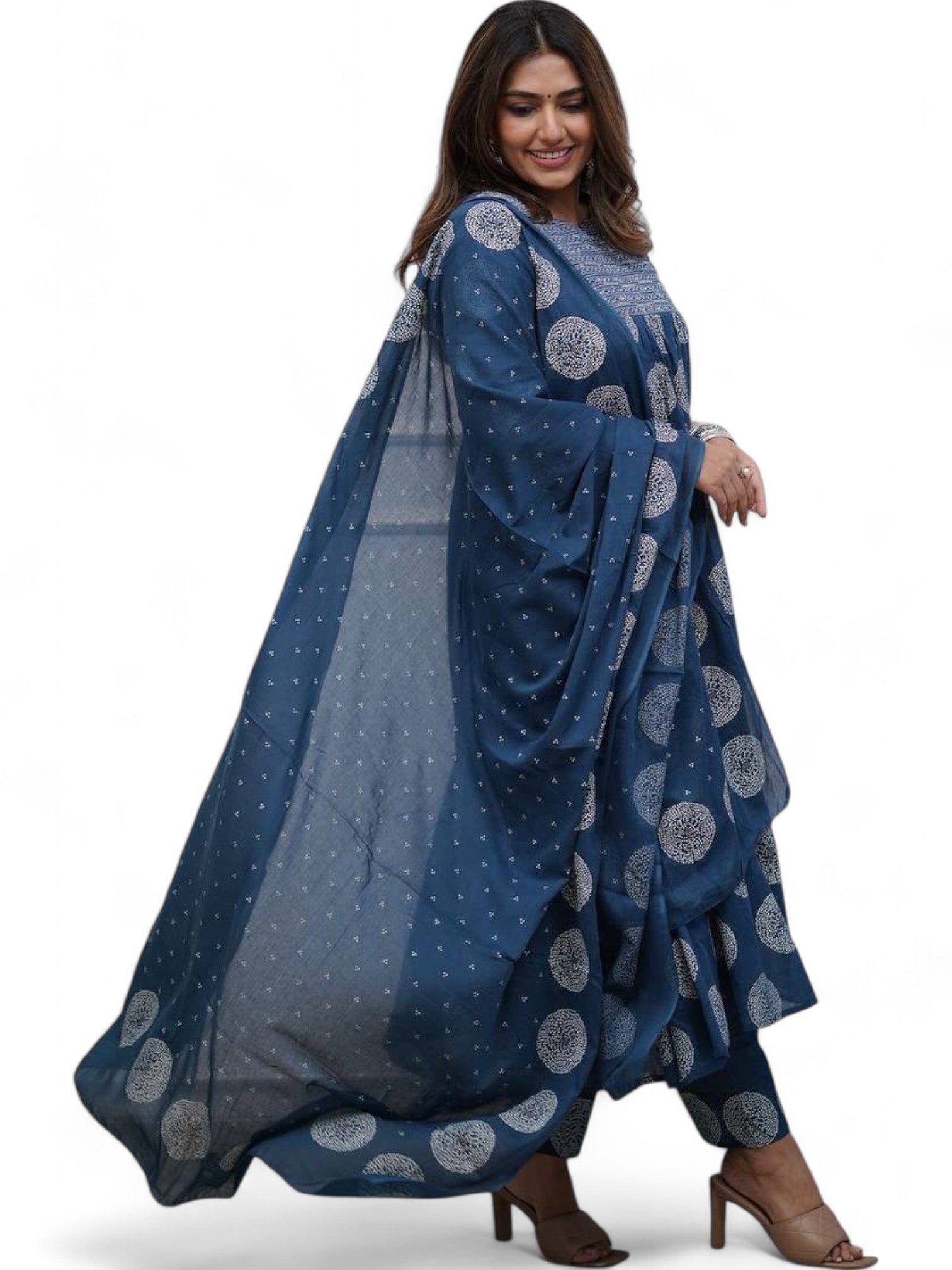 Designer Cotton Block Print Anarkali Suit