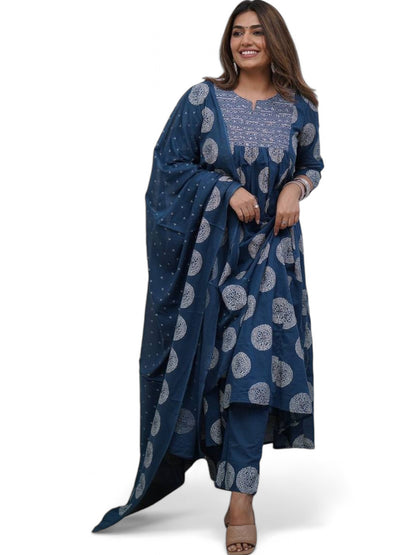 Designer Cotton Block Print Anarkali Suit