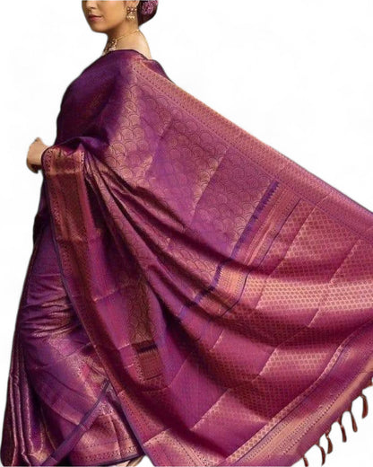 Designer soft lichi silk jacquard work wedding saree