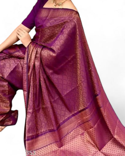 Designer soft lichi silk jacquard work wedding saree