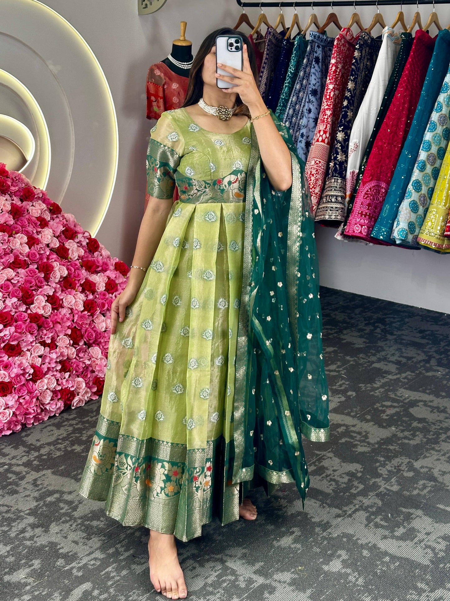 Kota silk jacquard work wedding anarkali suit