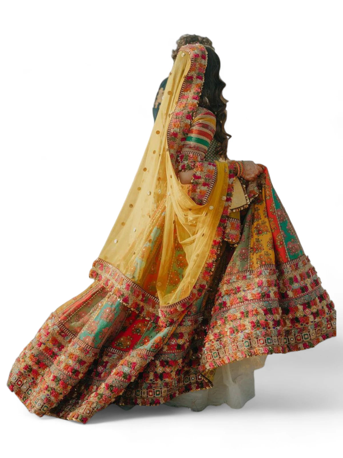 Multicolor cotton printed designer wedding lehenga choli