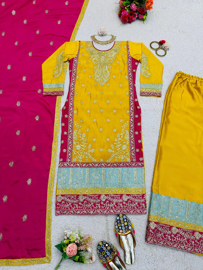 Yellow designer wedding sharara suit