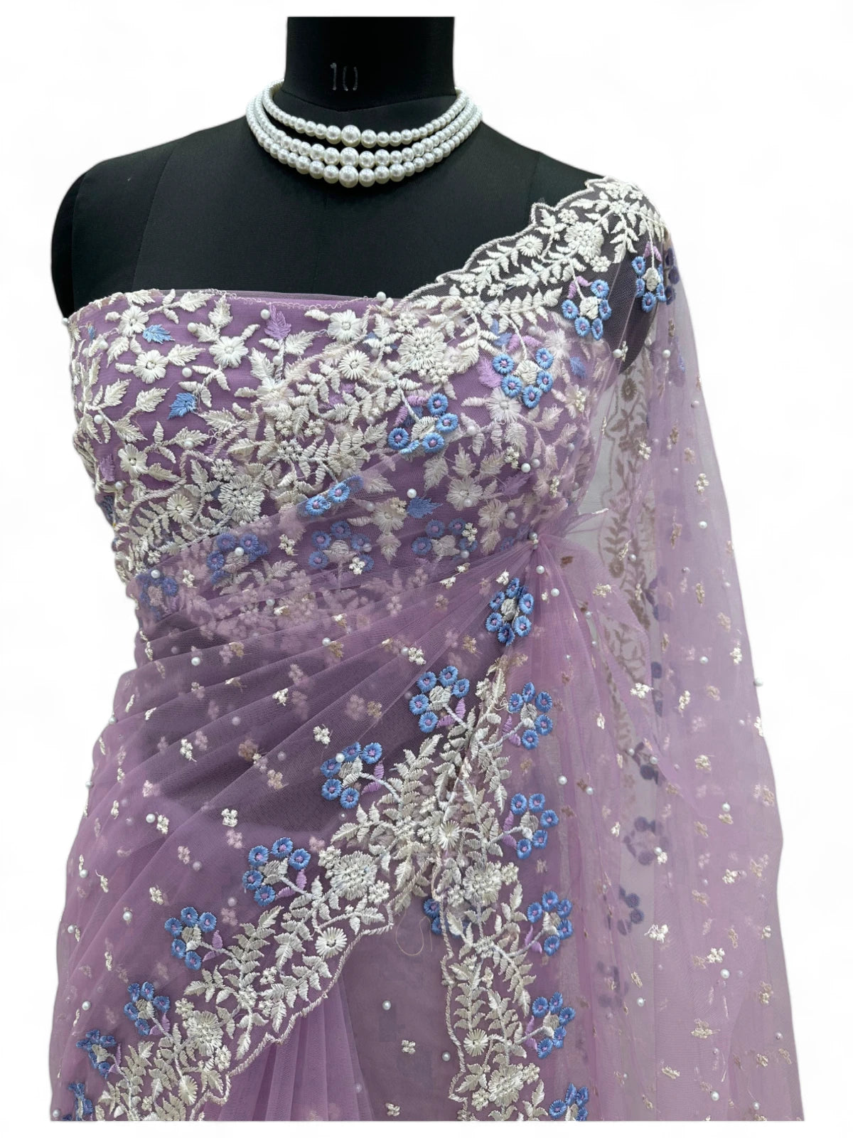 Lavender soft net designer ceremonial saree