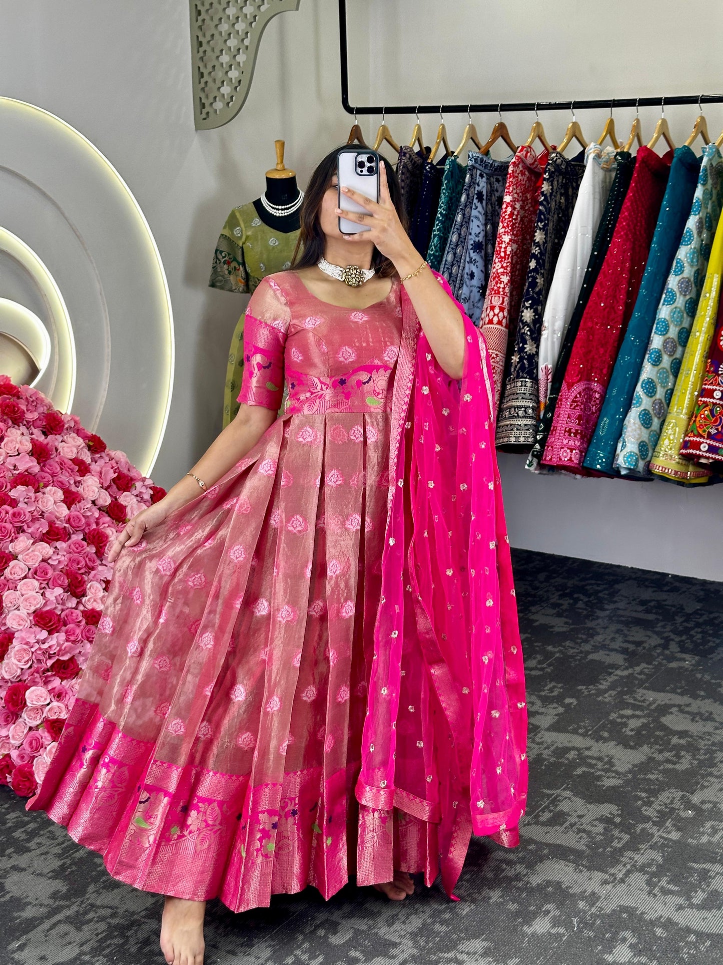 Kota silk jacquard work wedding anarkali suit