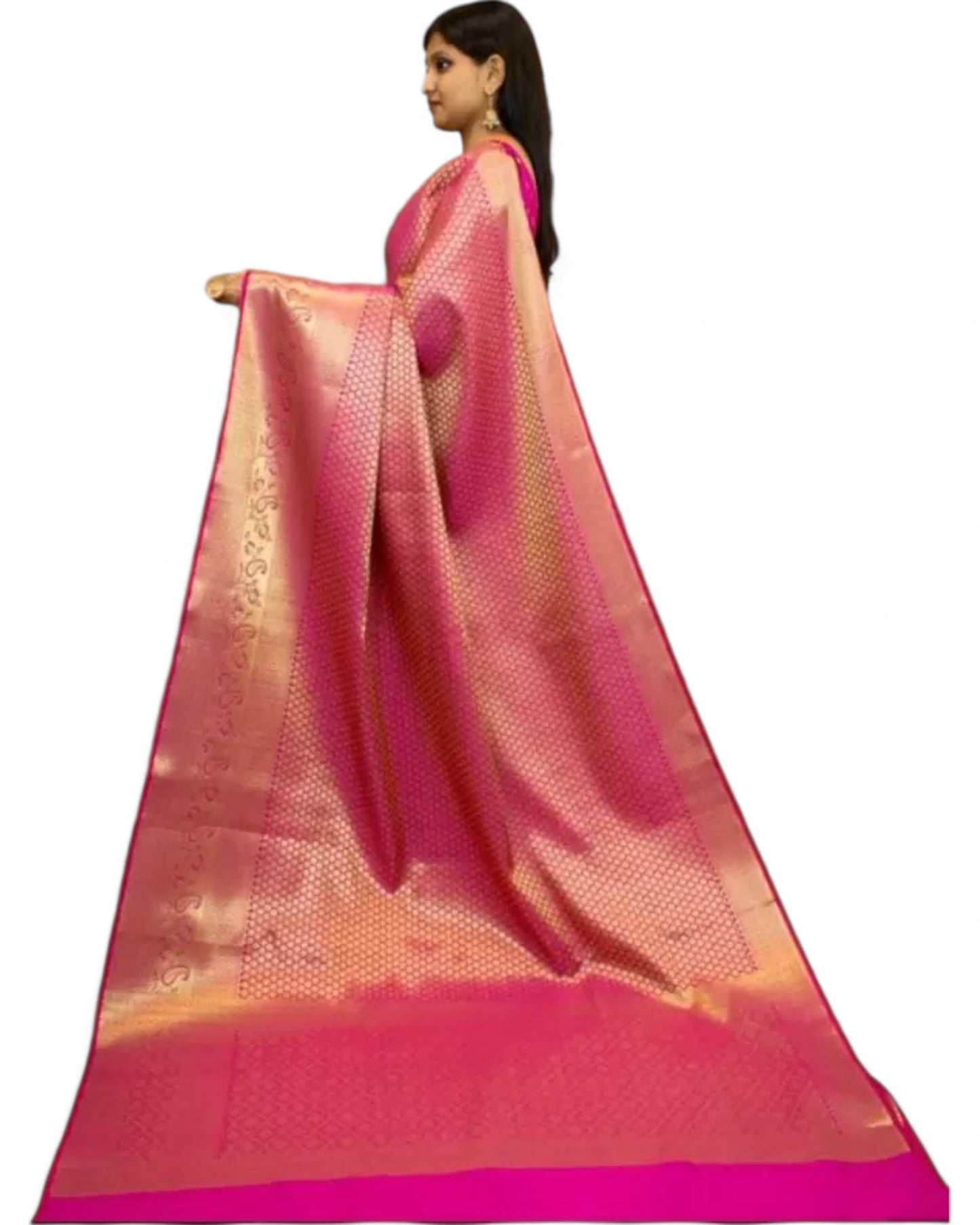 Pink soft lichi silk rich pallu jacquard work wedding saree