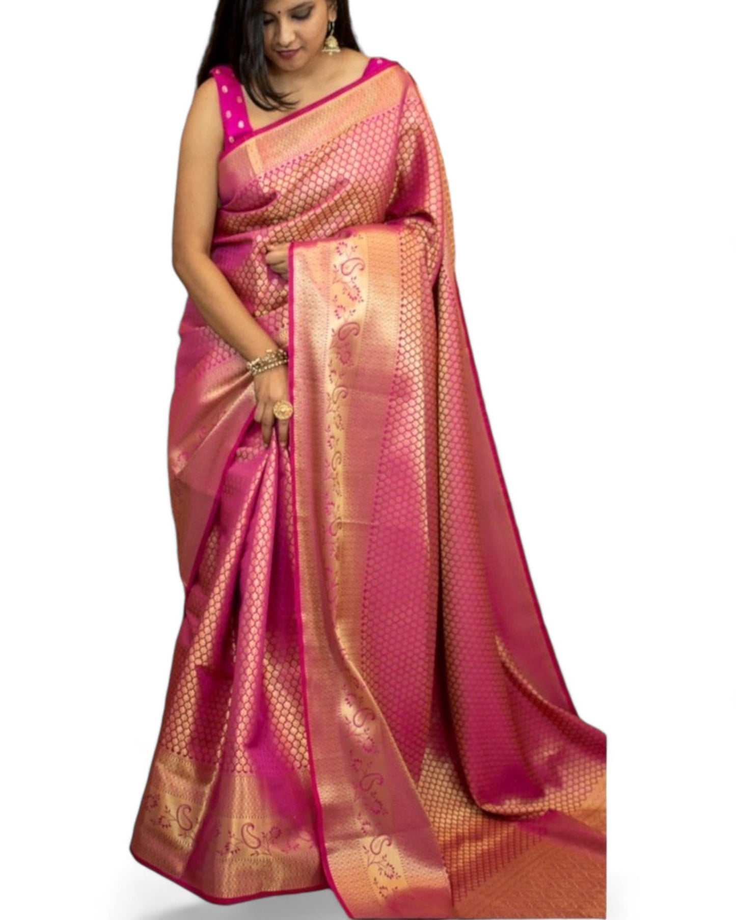 Pink soft lichi silk rich pallu jacquard work wedding saree