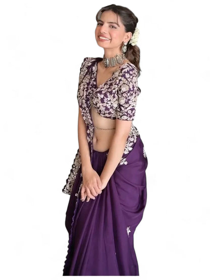 Purple stylish designer jimmy chu saree