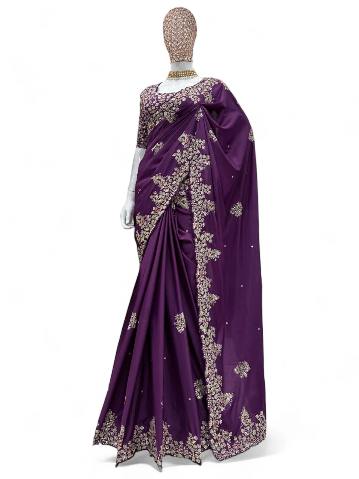 Purple stylish designer jimmy chu saree