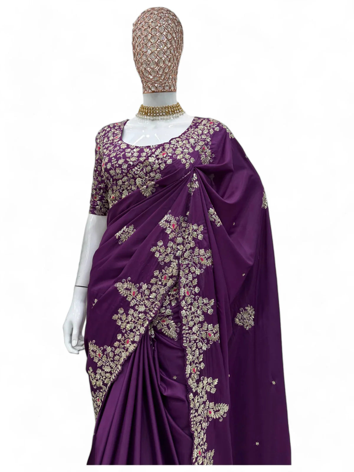 Purple stylish designer jimmy chu saree