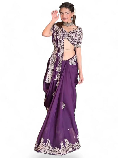 Purple stylish designer jimmy chu saree