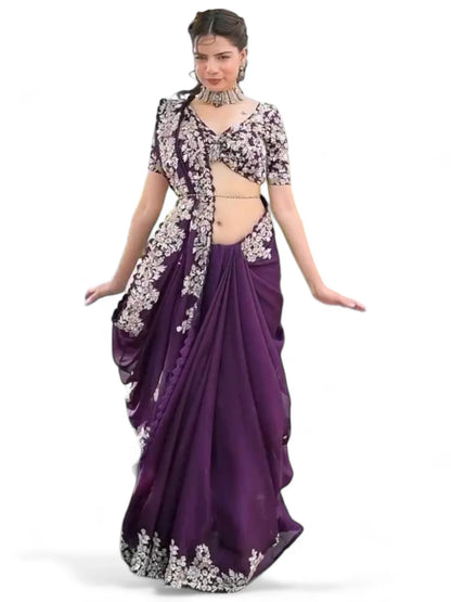 Purple stylish designer jimmy chu saree