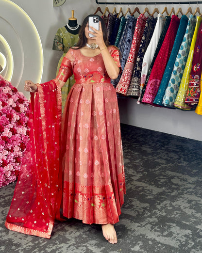 Kota silk jacquard work wedding anarkali suit