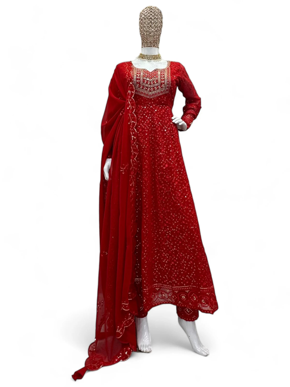 Red stylish designer wedding anarkali suit
