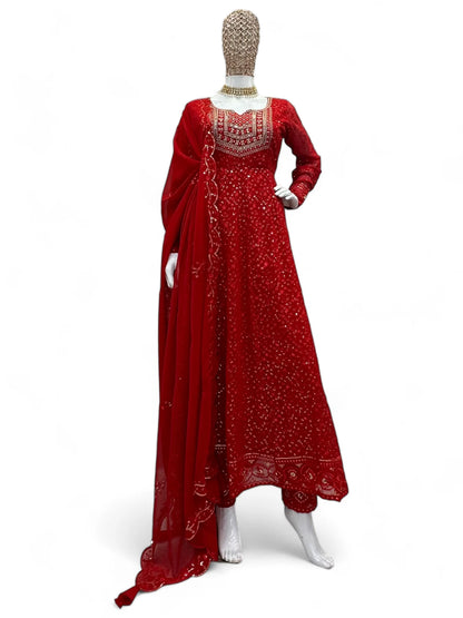 Red stylish designer wedding anarkali suit