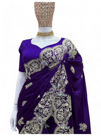 Royal blue designer wedding saree