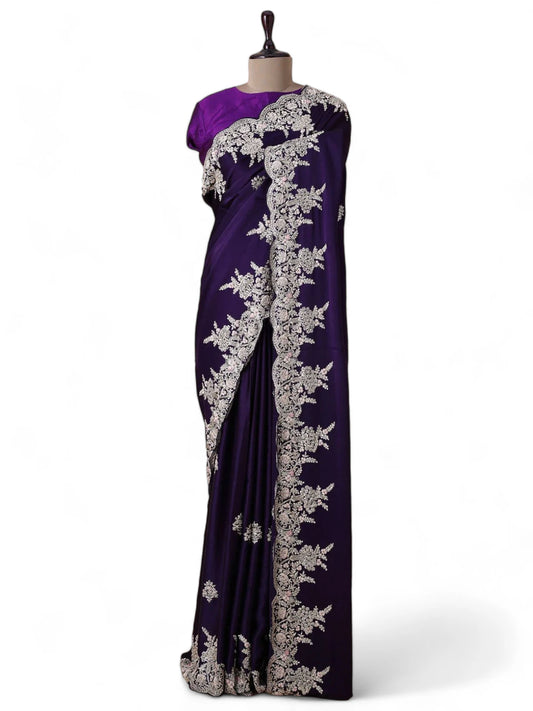 Royal blue designer wedding saree