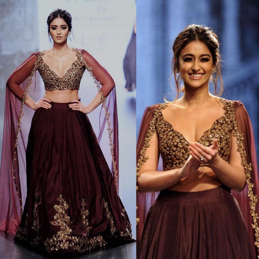 Maroon tapeta silk heavy embroidered lehenga choli