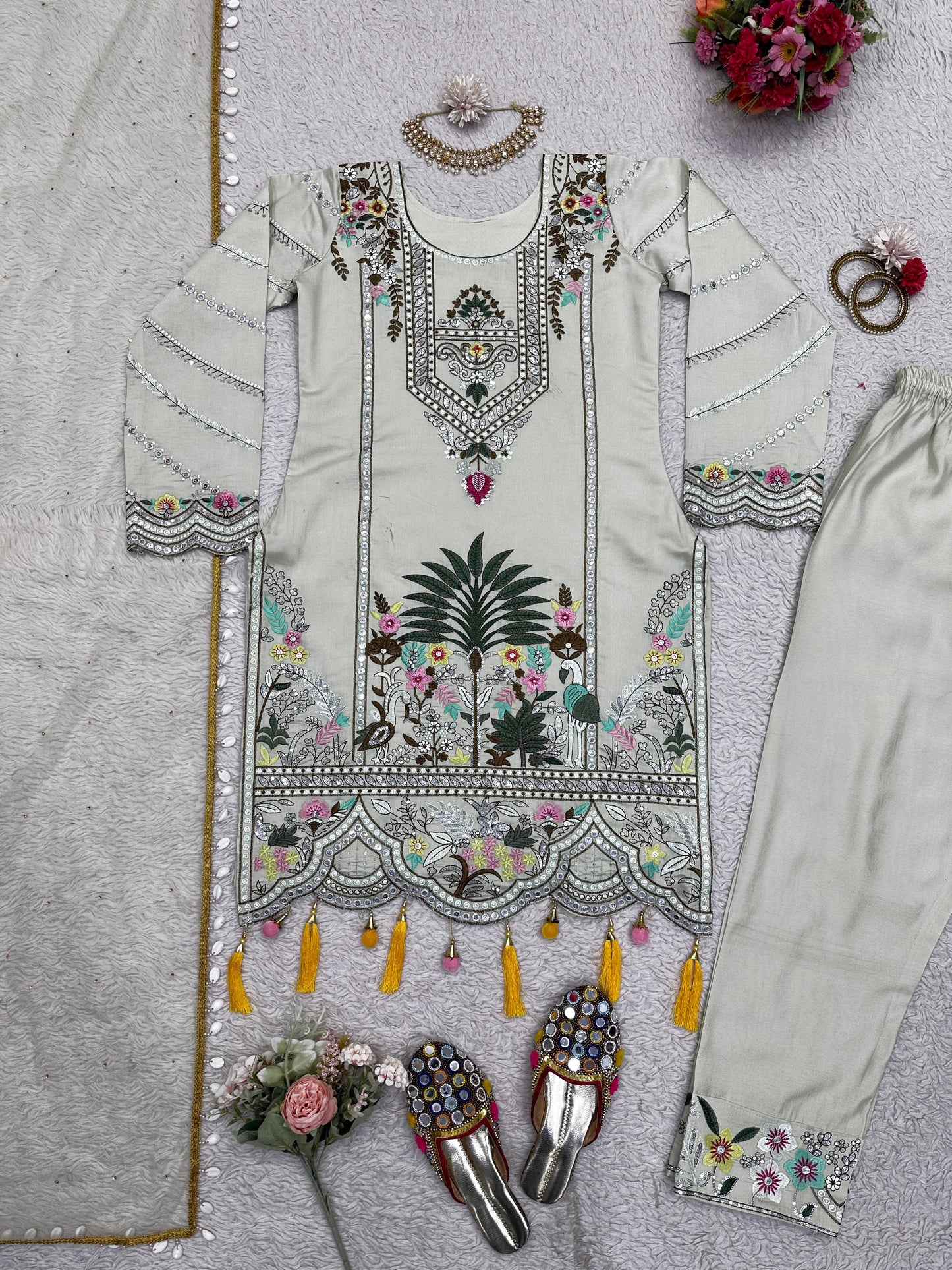 White designer work pakistani salwar suit