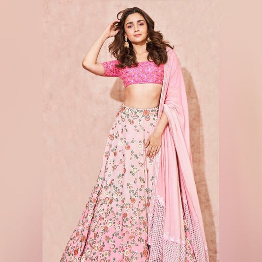 Alia bhatt beautiful baby pink digital printed girlish lehenga choli