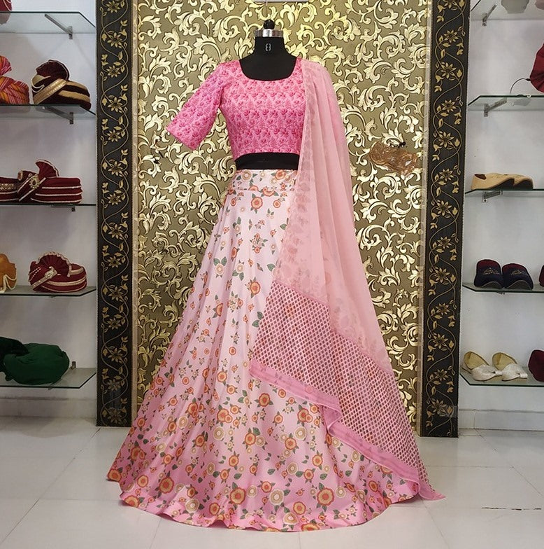 Alia bhatt beautiful baby pink digital printed girlish lehenga choli