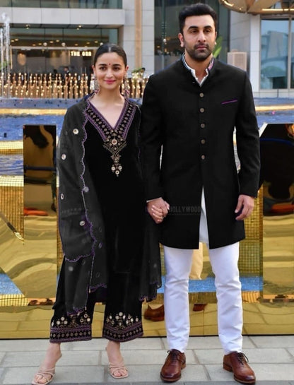 Alia bhatt black velvet bollywood pant salwar suit
