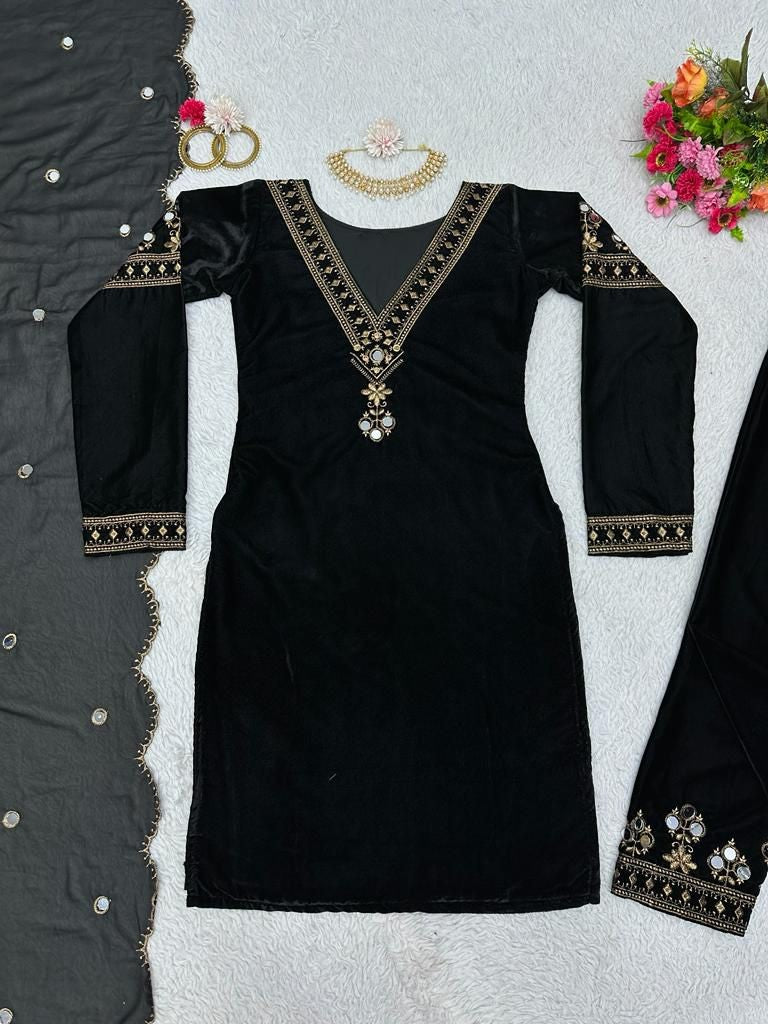 Alia bhatt black velvet bollywood pant salwar suit
