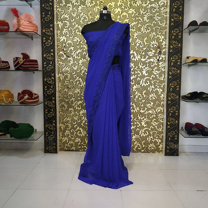 alia bhutt blue georgette partywear saree