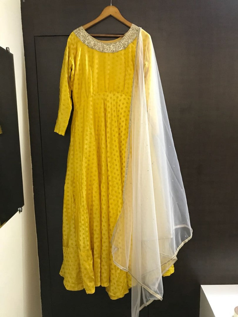 alia bhutt designer yellow embroidered anarkali suit