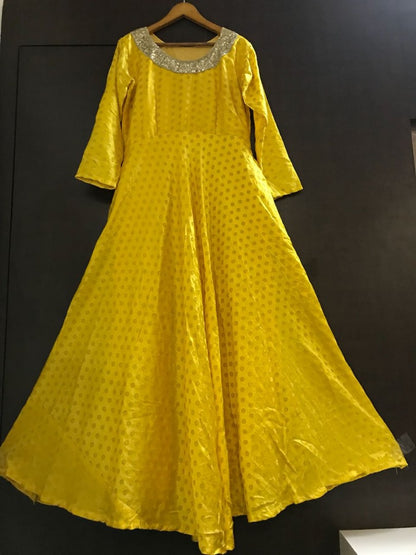 alia bhutt designer yellow embroidered anarkali suit