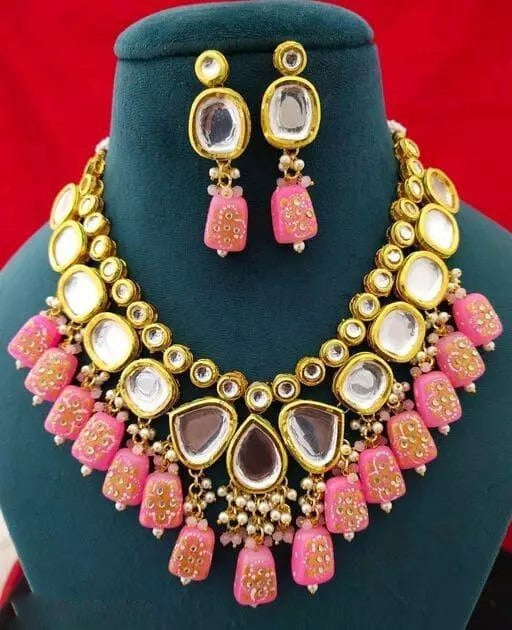 Alloy gold plated kundan polki jewellery set