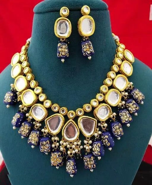 Alloy gold plated kundan polki jewellery set