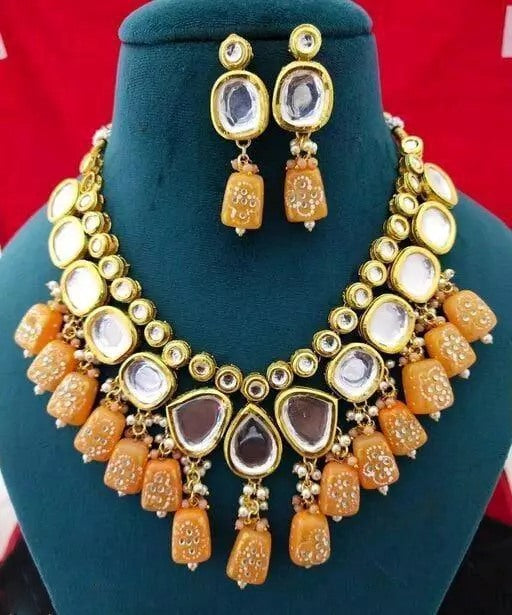 Alloy gold plated kundan polki jewellery set