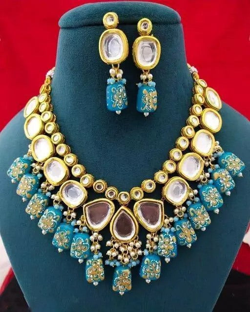 Alloy gold plated kundan polki jewellery set