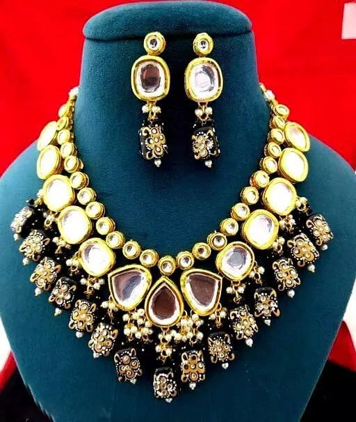 Alloy gold plated kundan polki jewellery set