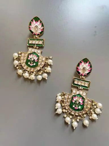 Alloy gold plated lotus big jhumka earrings