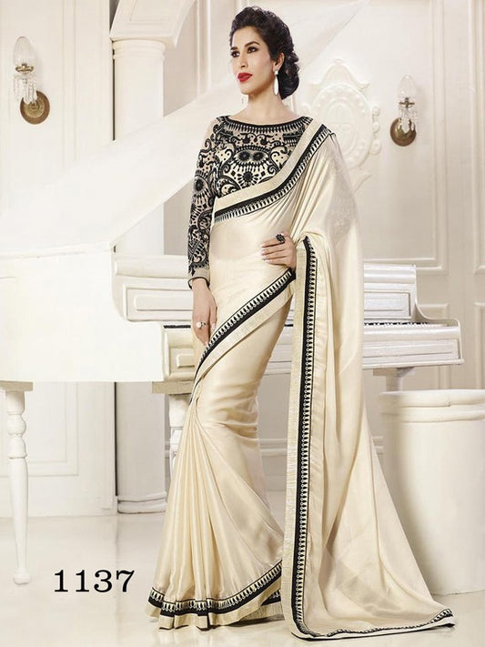 Amaira embroidered satin designer saree