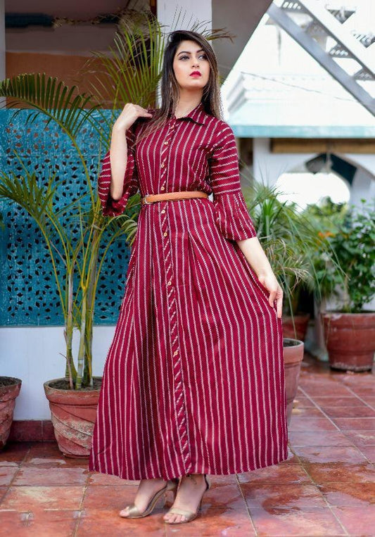 American crepe printed lining long kurti