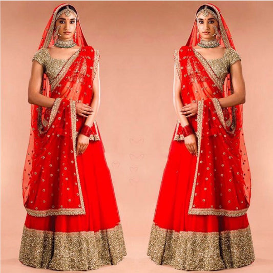 Angel boutique embroidered red wedding lehenga