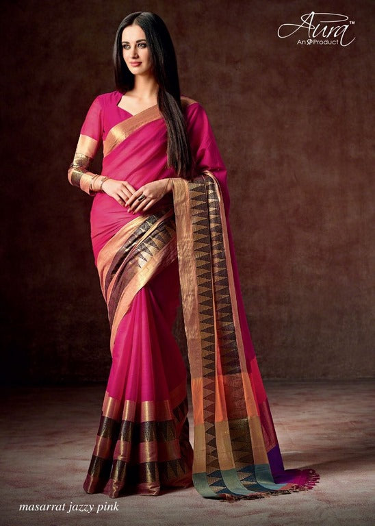Aura Cotton silk pink saree