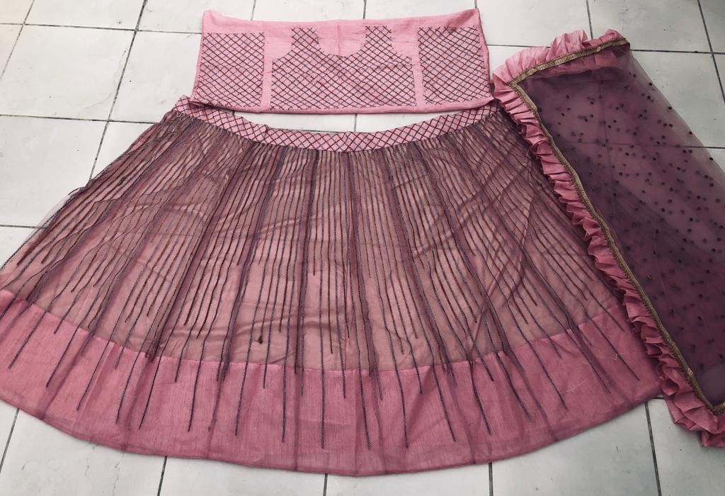 baby pink embroidered ceremonial lehenga choli