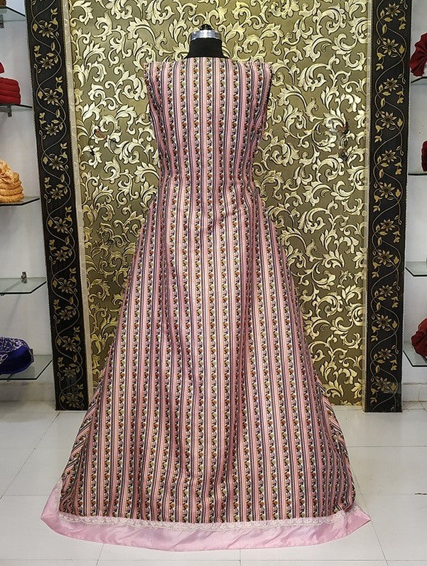 Baby pink Georgette Gown with digital printed koti